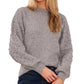 CeCe Women's Bobble Sleeve Cotton Blend Sweater Gray Size Medium