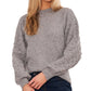 CeCe Women's Bobble Sleeve Cotton Blend Sweater Gray Size Medium