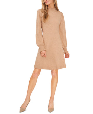 CeCe Women's Mock Neck Sweater Dress Brown Size Small