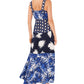 1.STATE Women's Mixed Print Maxi Dress Cover-Up Swimsuit Blue Size Medium