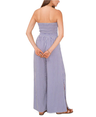 1.STATE Women's Striped Strapless Jumpsuit Blue