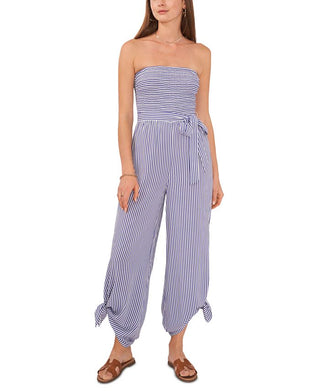 1.STATE Women's Striped Strapless Jumpsuit Blue