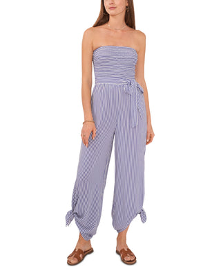 1.STATE Women's Striped Strapless Jumpsuit Blue