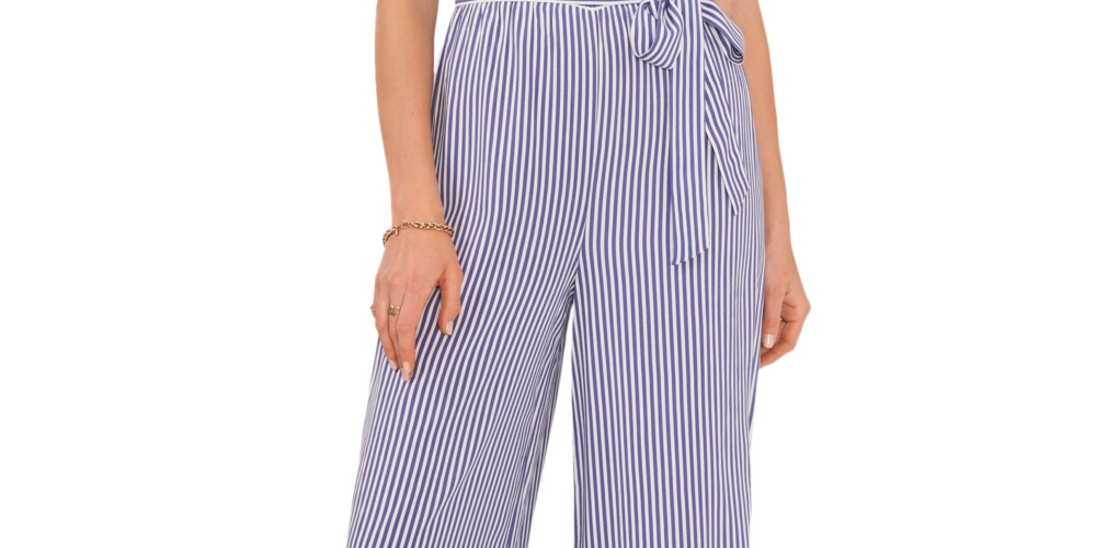 1.STATE Women's Striped Strapless Jumpsuit Blue