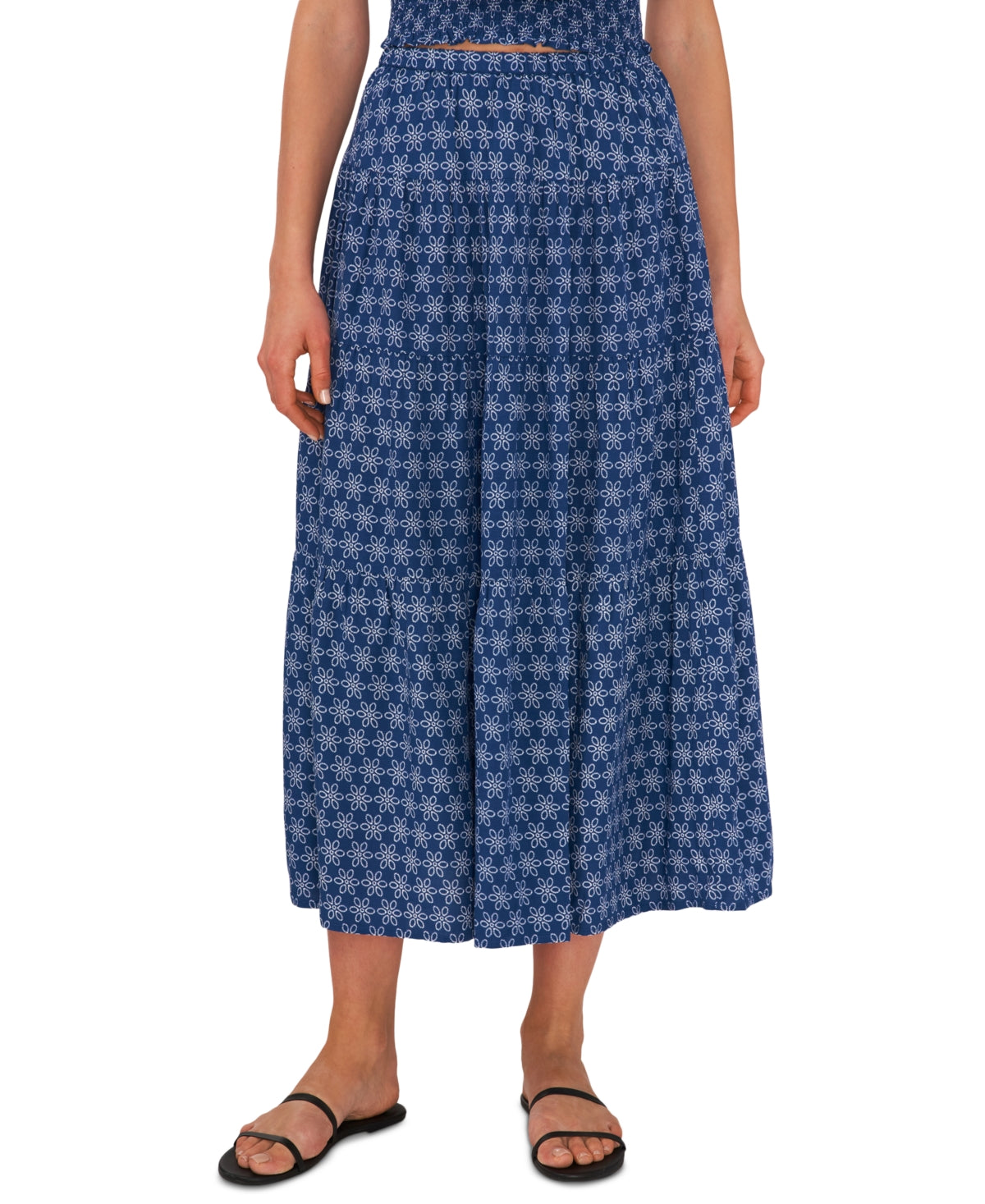 Riley & Rae Women's Printed Pull On Maxi Skirt Blue Size Large