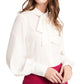 CeCe Women's Button Up Bow Blouse White Size X-Large
