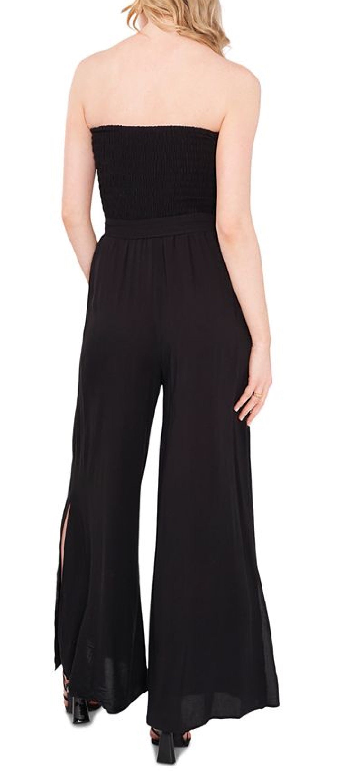 1.STATE Women's Strapless Wide Leg Jumpsuit Swimsuit Black