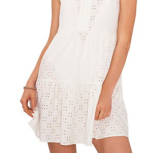 1.STATE Women's Sleeveless Eyelet Cover Up Dress Swimsuit White Size Large