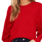 Cece Women's Red Long Sleeve Puff-Sleeve Crew Neck Sweater Size M