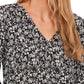 CeCe Women's Floral Tie Cuff Long Sleeve Top Gray Size X-Large
