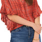 Vince Camuto Women's Plaid Ruffle Sleeve Flannel Red Size Medium
