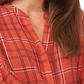 Vince Camuto Women's Plaid Ruffle Sleeve Flannel Shirt Red Size X-Large