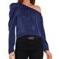 Vince Camuto Women's One Shoulder Long Sleeve Top Blue Size X-Small
