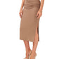 Vince Camuto Women's Side Ruched Midi Skirt Brown Size Medium