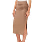 Vince Camuto Women's Side Ruched Midi Skirt Brown Size Medium