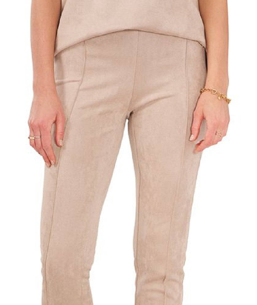Vince Camuto Women's Pintuck Faux Suede Leggings Brown Size X-Small