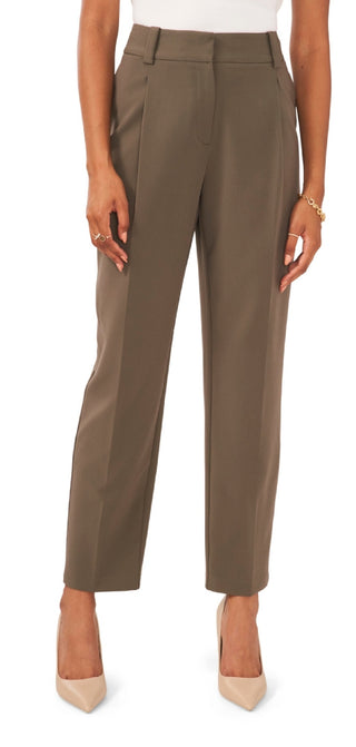 Vince Camuto Women's Pleated Straight Leg Trousers Green Size 12