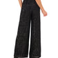 CeCe Women's Pull On Elastic Waist Wide Leg Sequin Pants Black Size X-Large