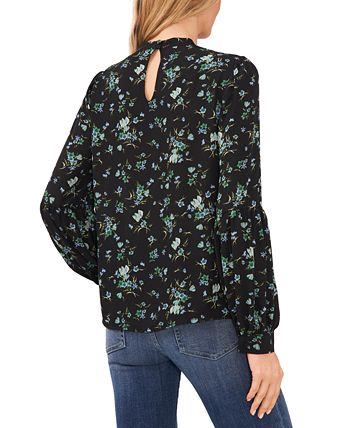 CeCe Women's Tie Neck Blouse Black Size Small