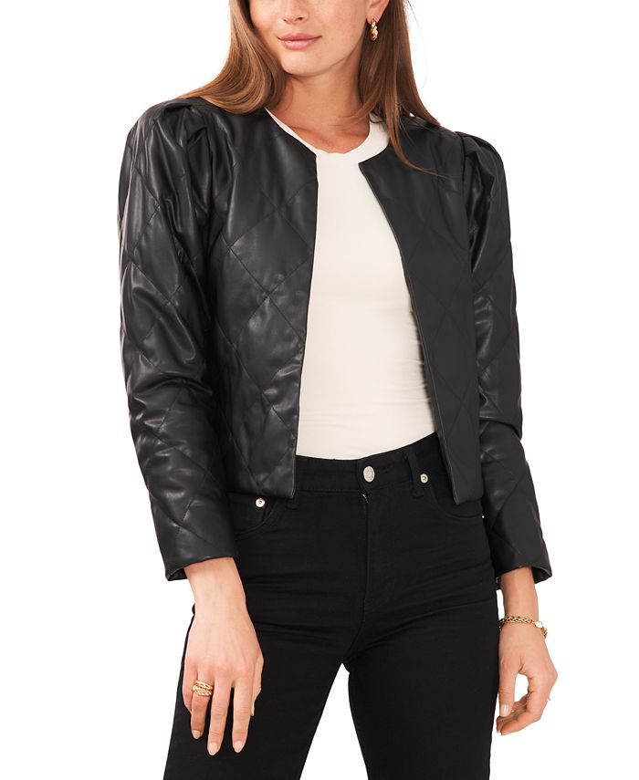 Vince Camuto Women's Quilted Puff Sleeve Jacket Black Size X-Small
