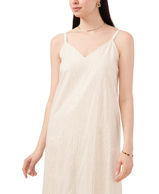 Vince Camuto Women's Metallic Stripe Sleeveless Maxi Dress White Size Small