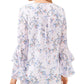 Vince Camuto Women's Floral Print 3/4 Sleeve V Neck Blouse White