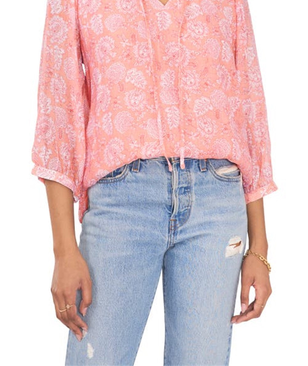 Vince Camuto Women's Tie Neck Blouse Pink Size Large