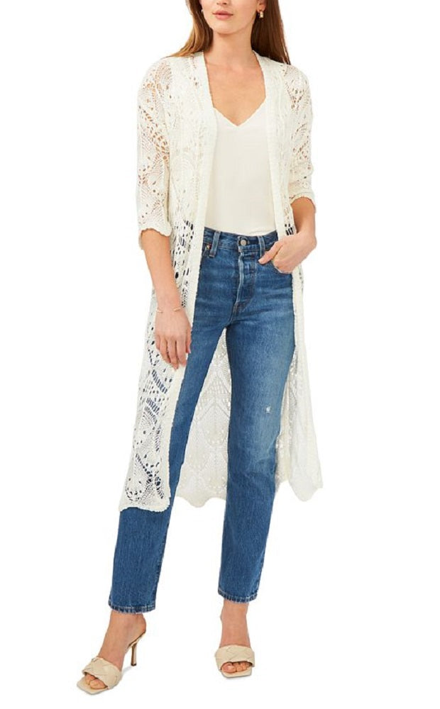 Vince Camuto Women's Open Stitch Duster White Size Small