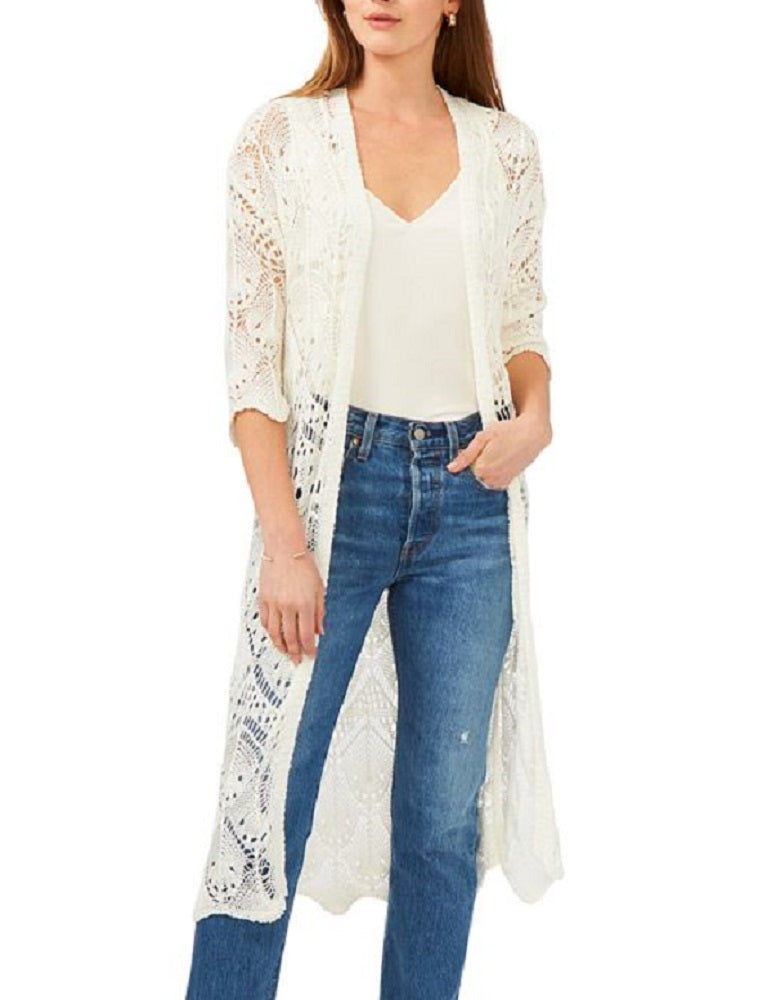 Vince Camuto Women's Open Stitch Duster White Size Small
