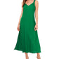 Vince Camuto Women's V Neck Challis Sleeveless Midi Dress Green Size Small