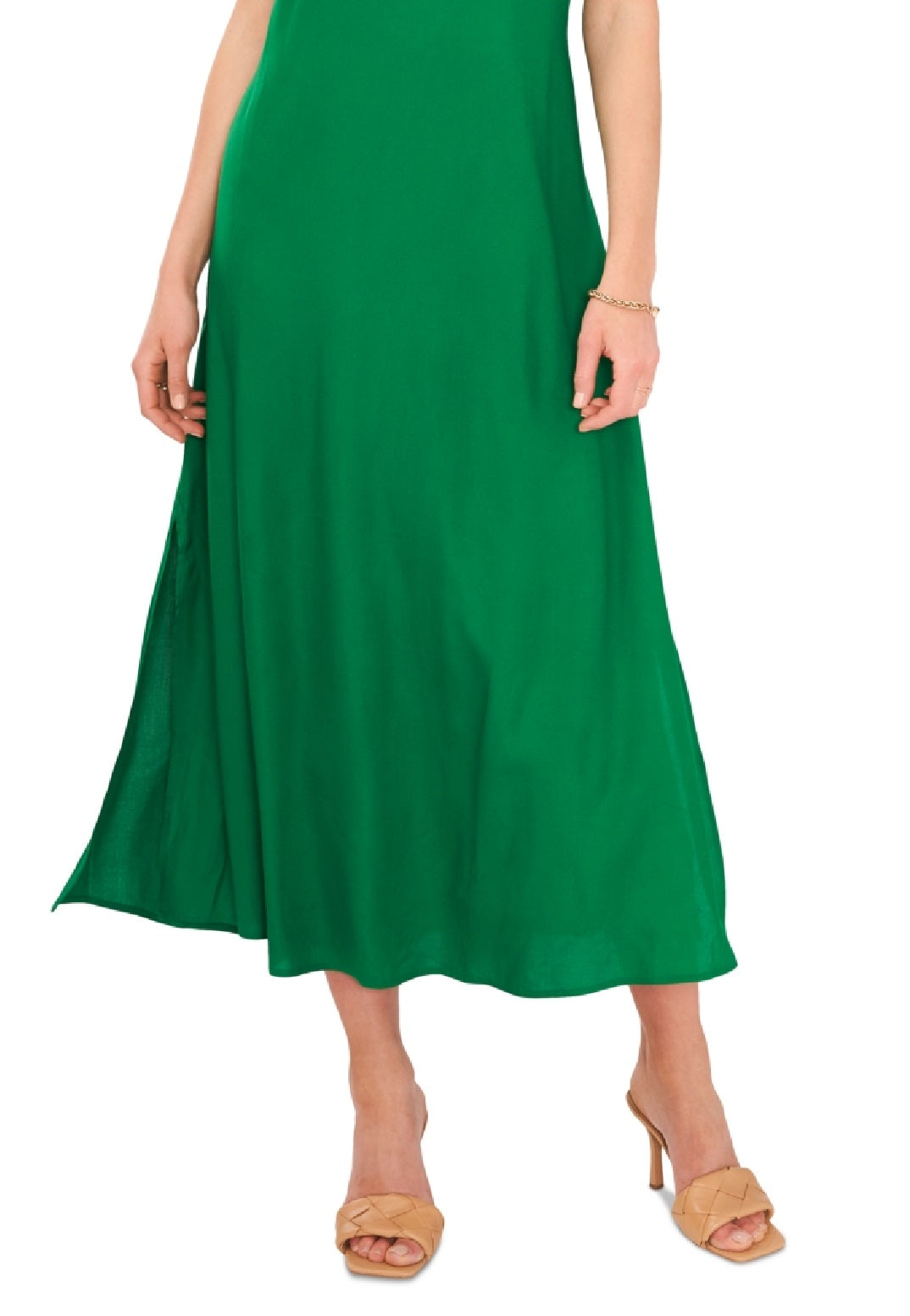 Vince Camuto Women's V Neck Challis Sleeveless Midi Dress Green Size XX-Small