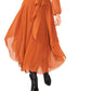 Vince Camuto Women's Long Sleeve Handkerchief Hem Maxi Dress Orange Size Large