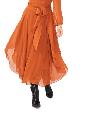 Vince Camuto Women's Long Sleeve Handkerchief Hem Maxi Dress Orange Size Large