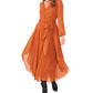 Vince Camuto Women's Long Sleeve Handkerchief Hem Maxi Dress Orange Size Large