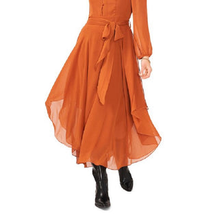 Vince Camuto Women's Long Sleeve Handkerchief Hem Maxi Dress Brown