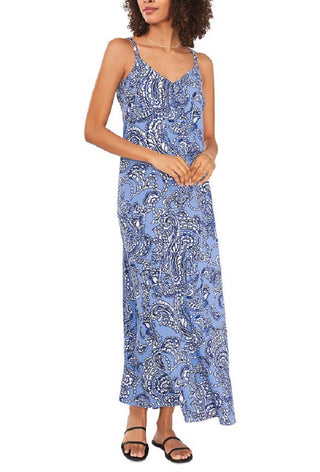 Vince Camuto Women's Paisley Print Maxi Slipdress Blue Size Large