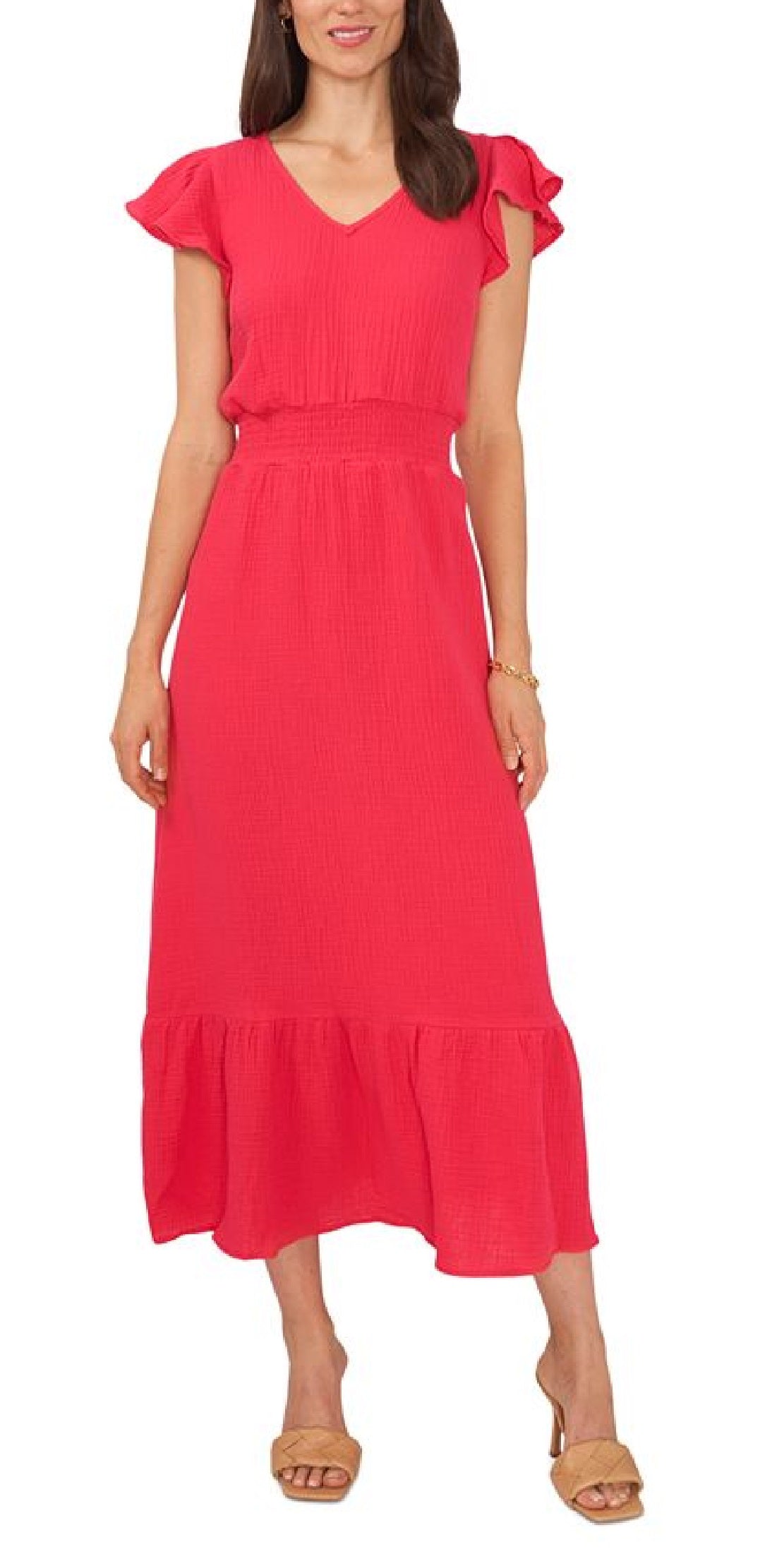 Vince Camuto Women's Chiffon Gauze Maxi Dress White Size Medium