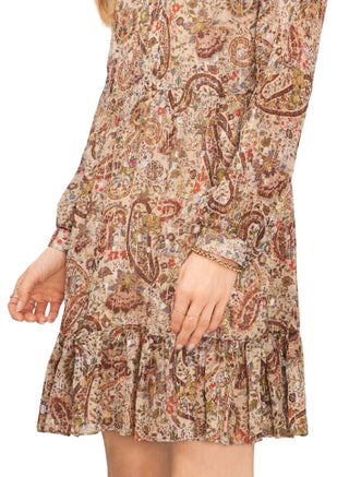 Vince Camuto Women's Long Sleeves With V Neck Dress Brown Size Small