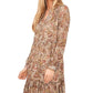 Vince Camuto Women's Long Sleeves With V Neck Dress Brown Size X-Large