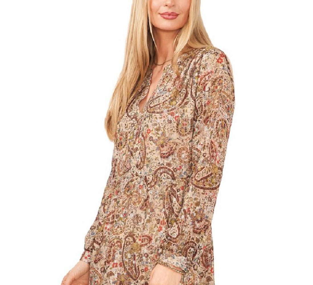 Vince Camuto Women's Long Sleeves With V Neck Dress Brown Size X-Large