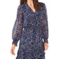 Vince Camuto Women's Long Sleeve Ruffle Chiffon Dress Blue Size Large