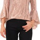 Vince Camuto Women's Sequin Bell Sleeve Top Pink
