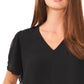 Vince Camuto Women's V Neck Tulip Sleeve Blouse Black Size Small