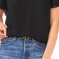 Vince Camuto Women's V Neck Tulip Sleeve Blouse Black Size Small