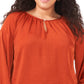 Vince Camuto Women's Keyhole Rumple Satin Blouse Orange Size 2X