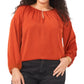 Vince Camuto Women's Keyhole Rumple Satin Blouse Orange Size 2X
