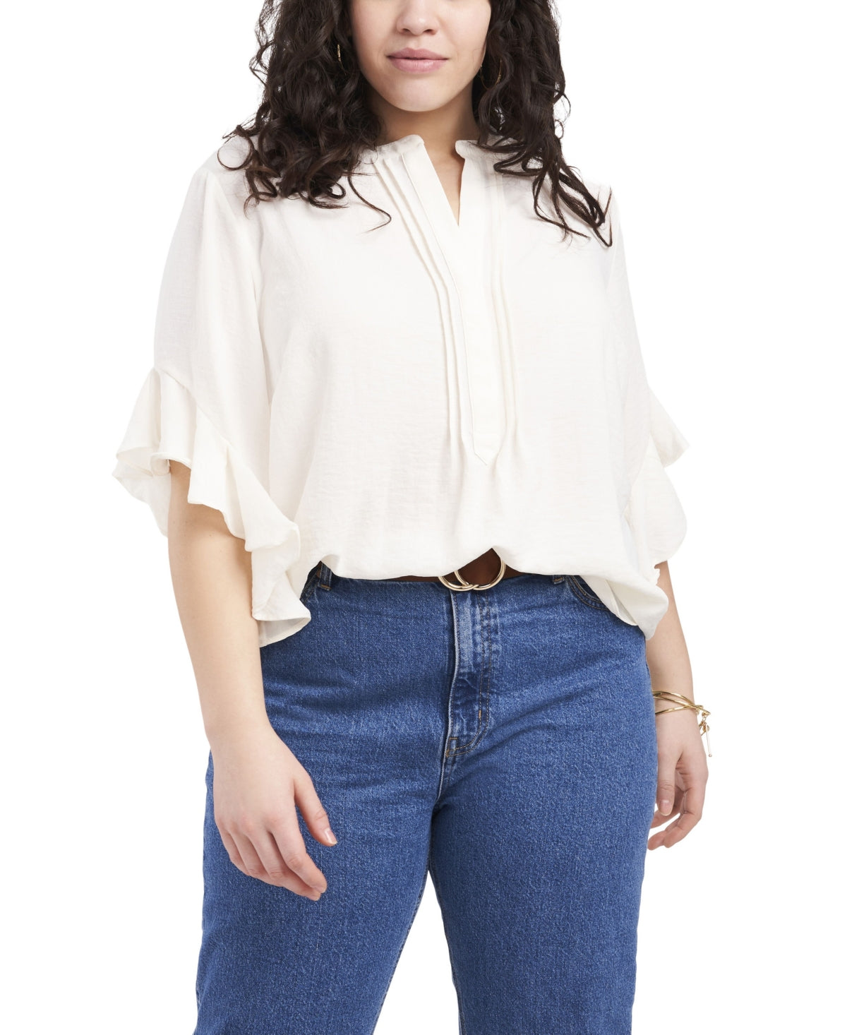 Vince Camuto Women's Ruffle Sleeve Blouse White Size 1