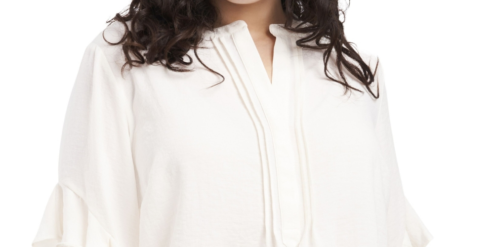 Vince Camuto Women's Ruffle Sleeve Blouse White Size 1