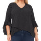 Vince Camuto Women's Flutter Sleeve High Low Blouse Black Size 1X