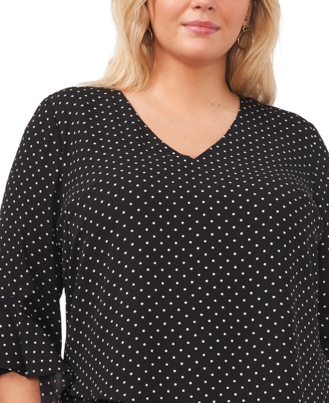 Vince Camuto Women's Flutter Sleeve High Low Blouse Black Size 1X